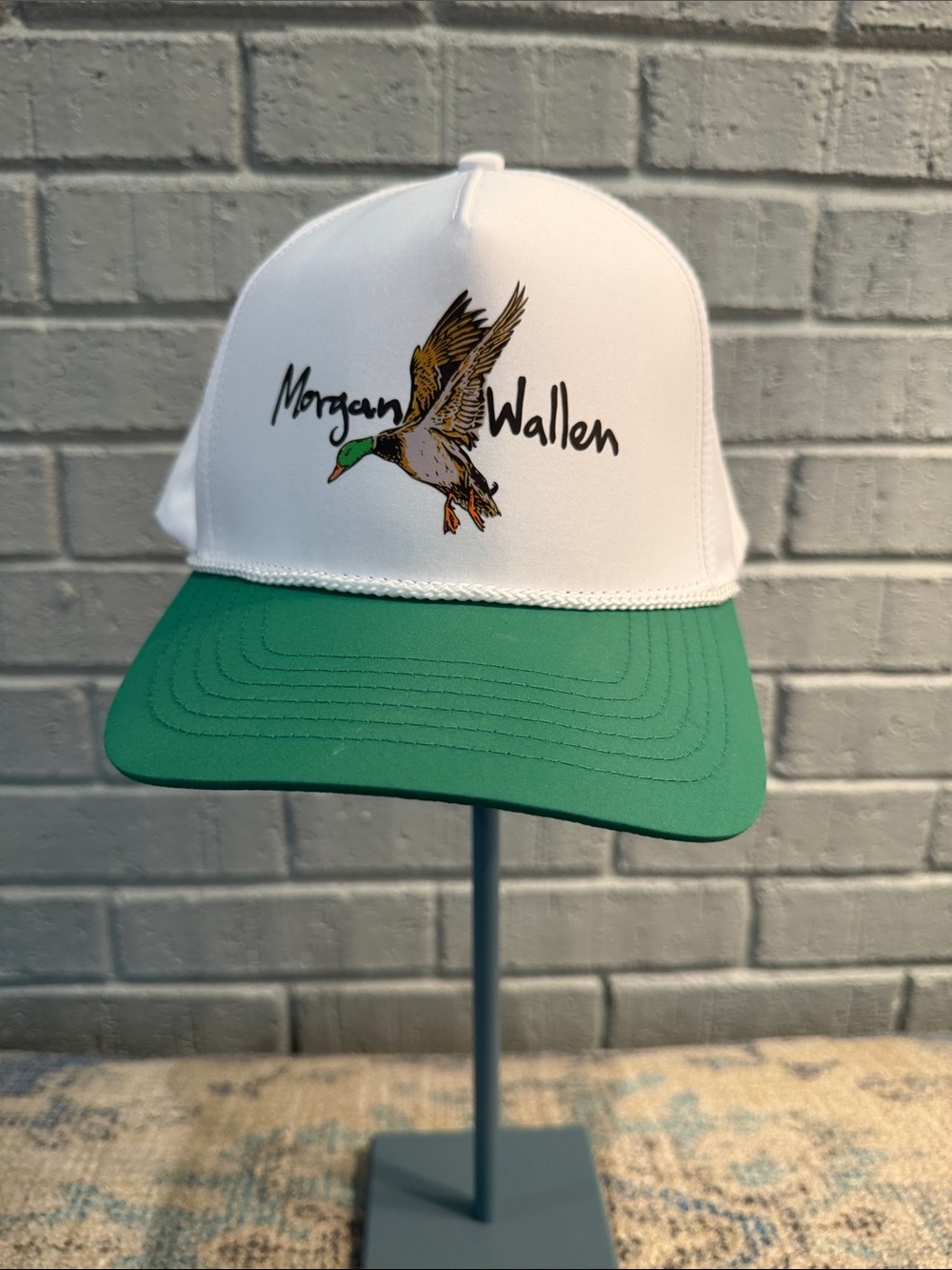 White and Green Trucker Hat